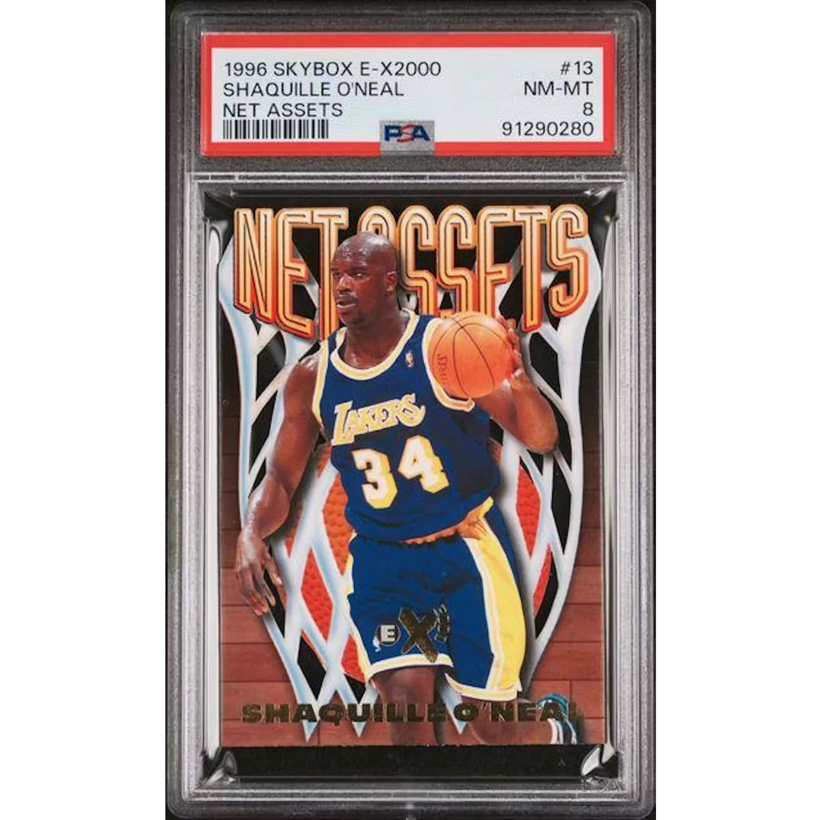 Shaquille O'Neal 1996 Skybox E-X2000 Net Assets #13 | PSA 8