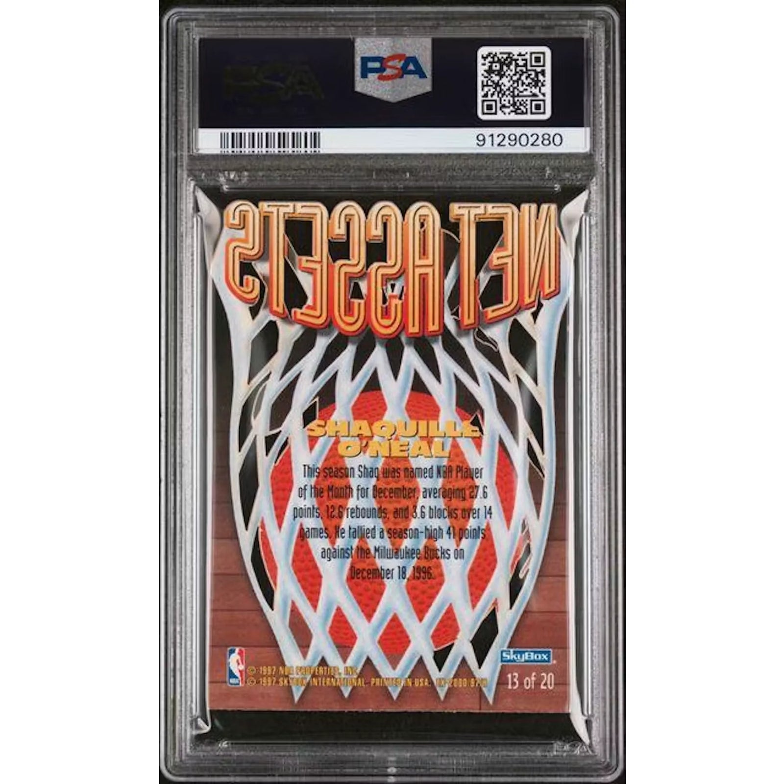 Shaquille O'Neal 1996 Skybox E-X2000 Net Assets #13 | PSA 8