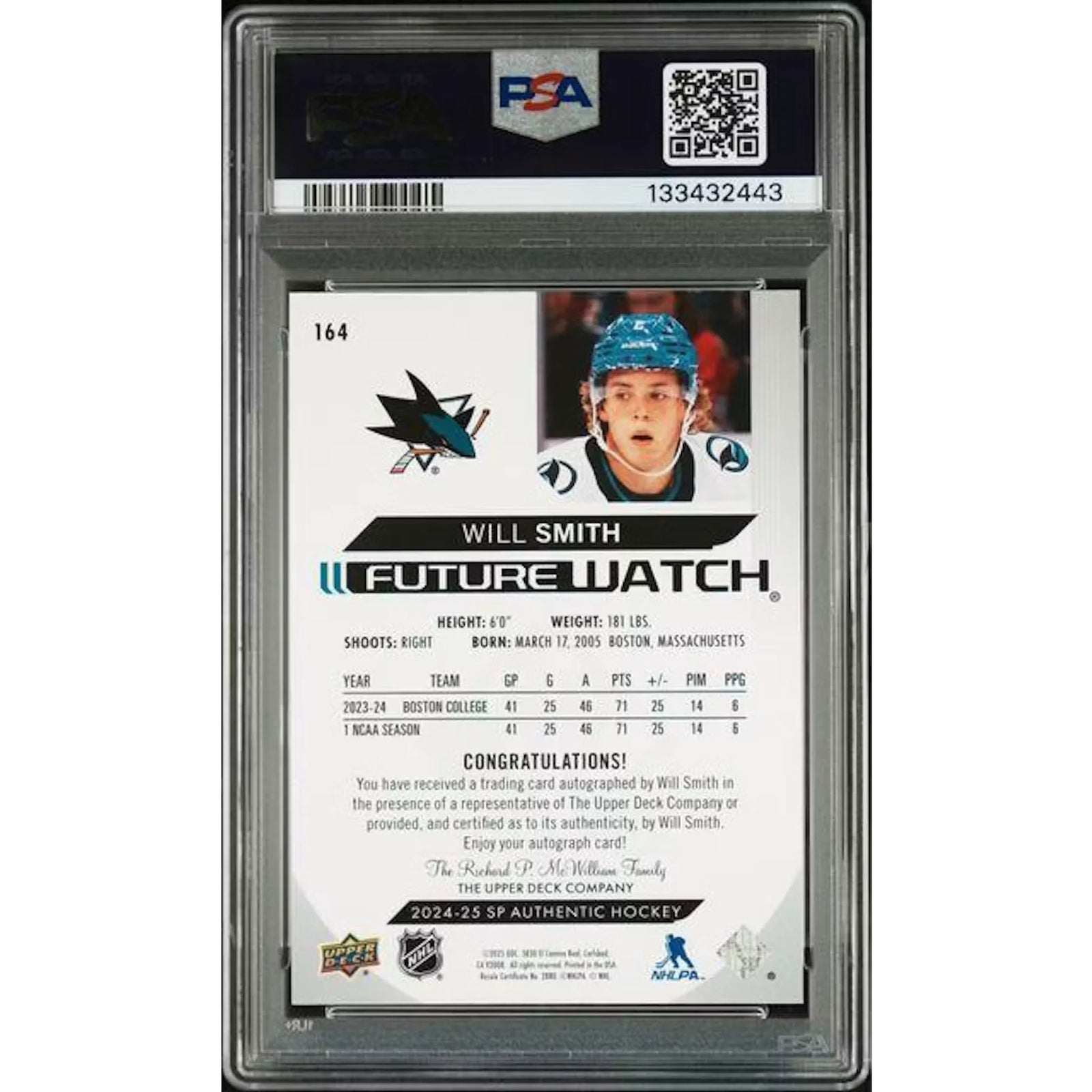Will Smith Signed 2024 Upper Deck SP Authentic #164 Card | PSA 9
