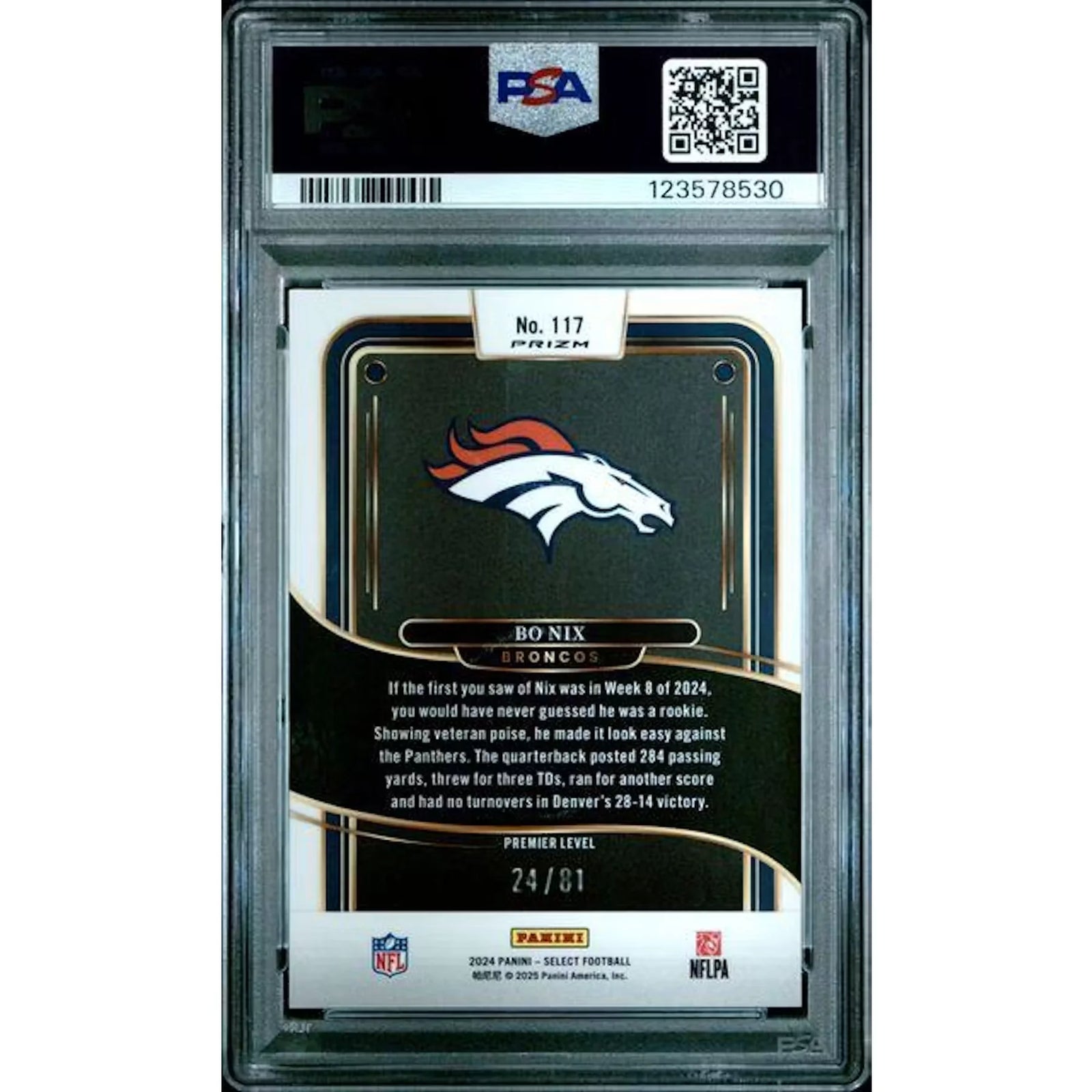 Bo Nix 2024 Panini Select Dragon Scale Prizm Rookie Card #117 | PSA 9