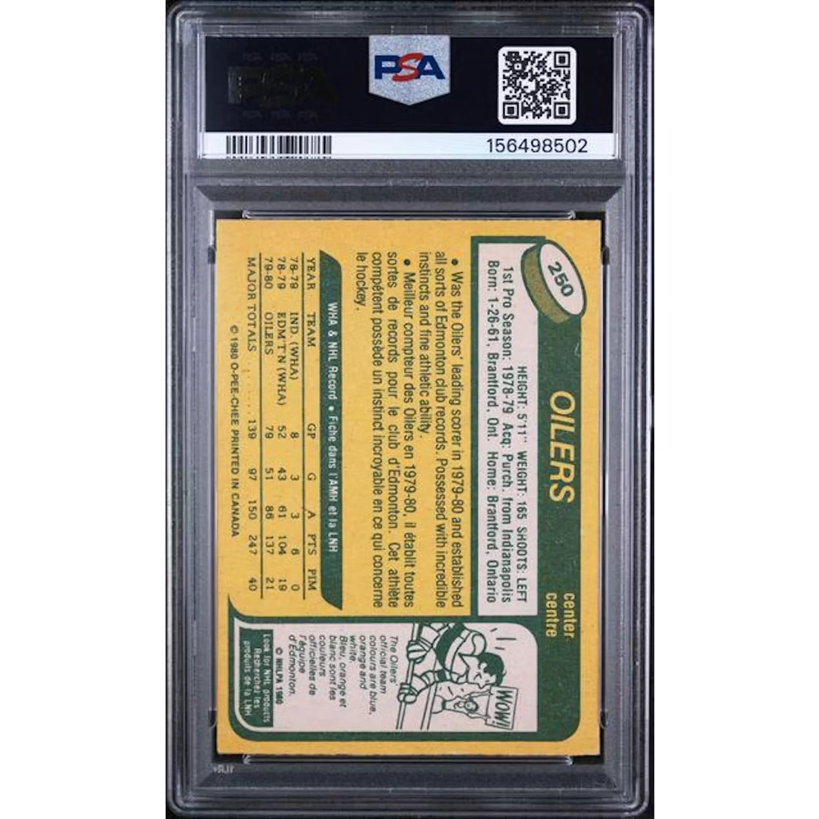 Wayne Gretzky 1980 O-Pee-Chee #250 Card | PSA 7