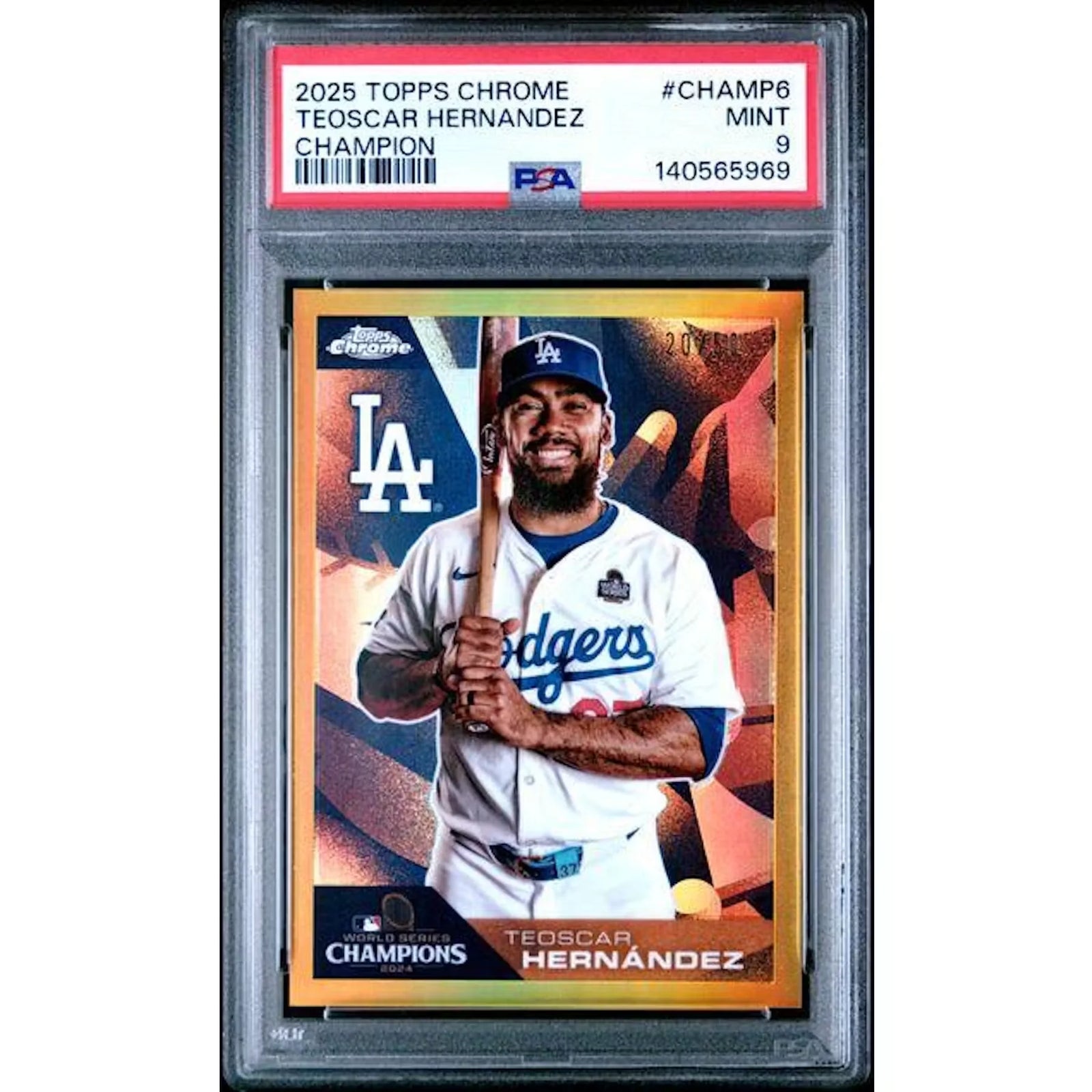 Teoscar Hernandez 2025 Topps Chrome Champion Gold/50 | PSA 9
