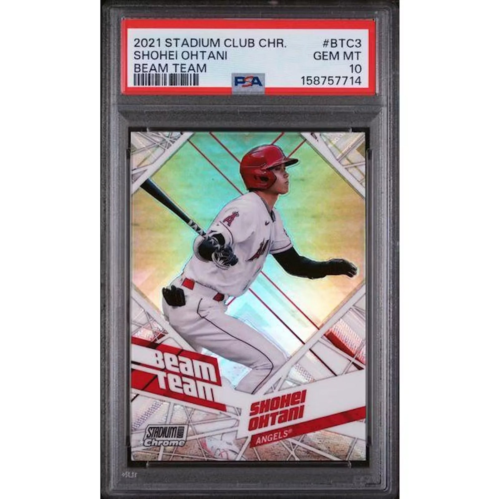 Shohei Ohtani Signed 2021 Topps Stadium Club Chrome Beam Team Card | PSA 10