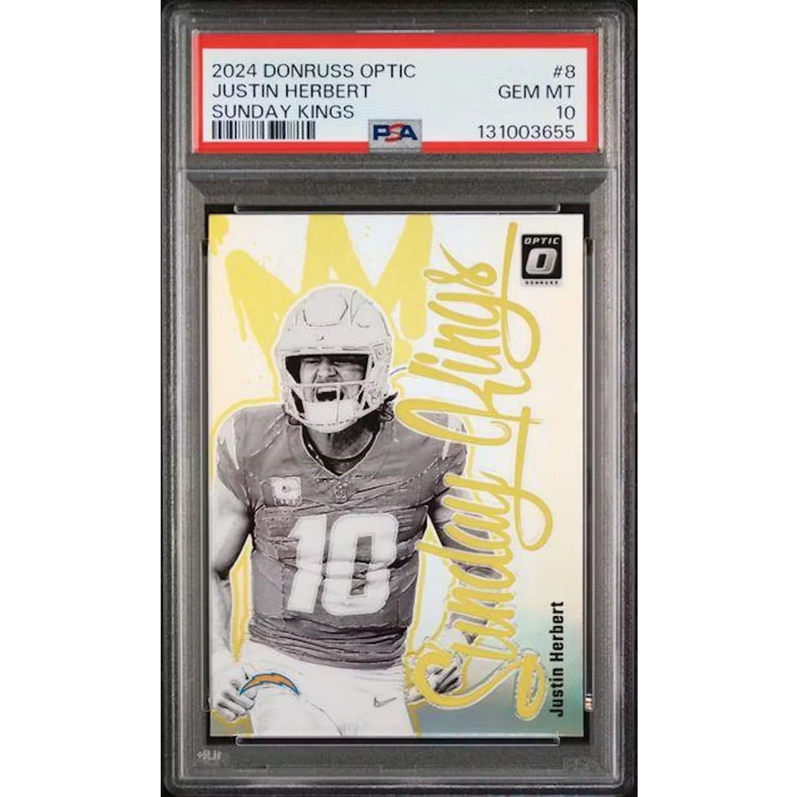 Justin Herbert 2024 Panini Donruss Optic Sunday Kings #8 | PSA 10