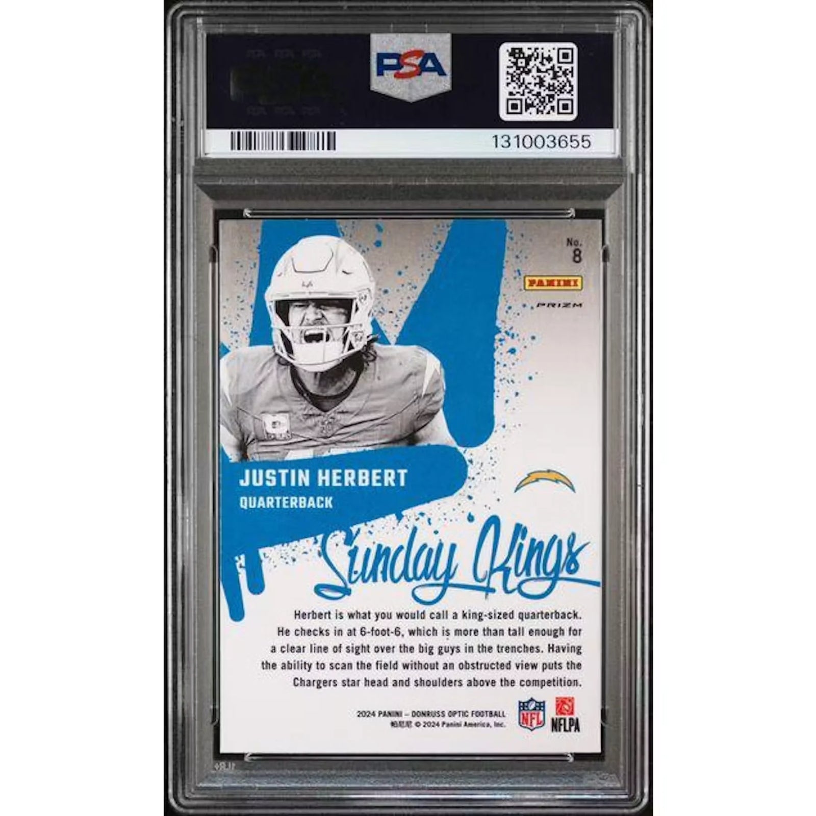 Justin Herbert 2024 Panini Donruss Optic Sunday Kings #8 | PSA 10
