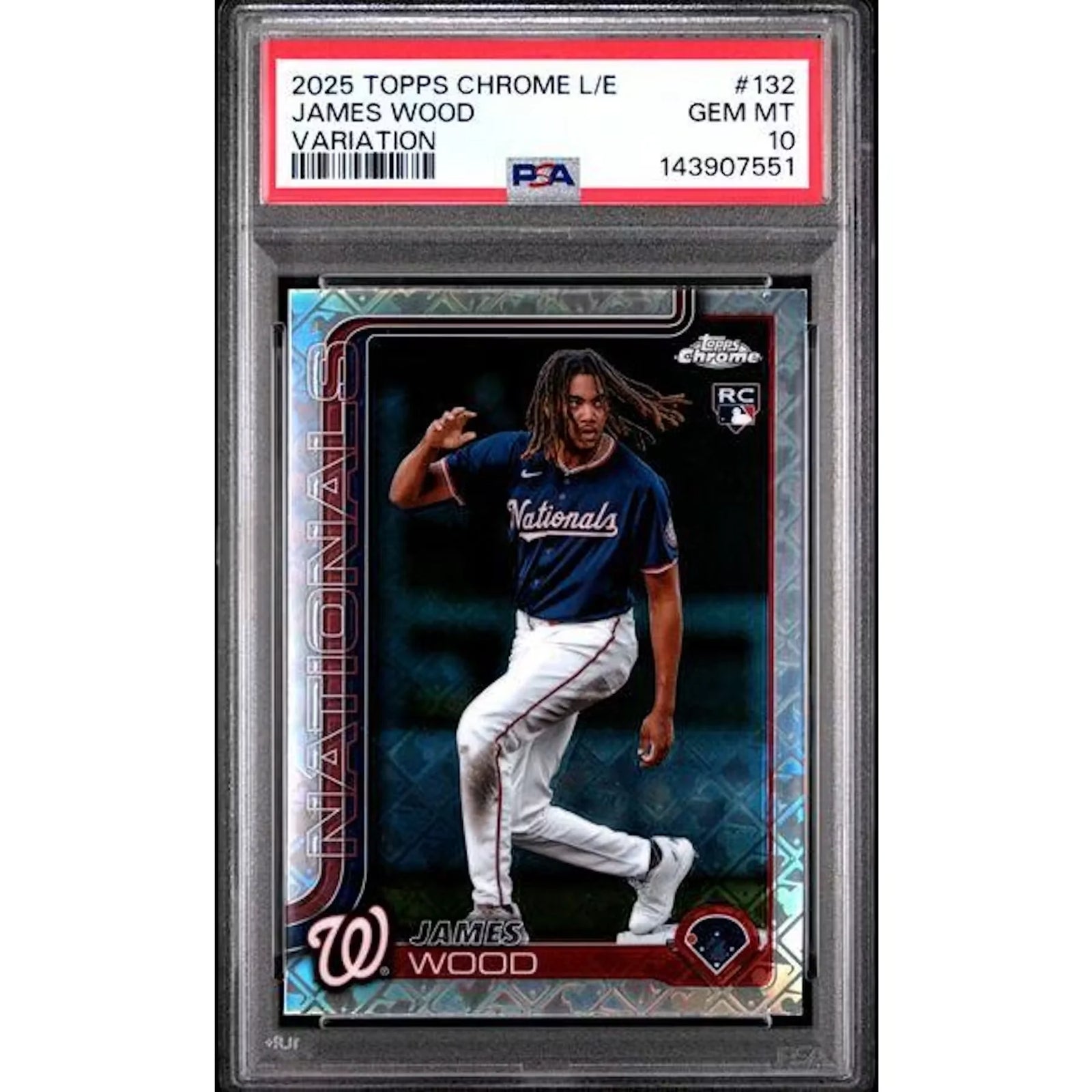 James Wood 2025 Topps Chrome Logofractor Image Variation Rookie #132 | PSA 10
