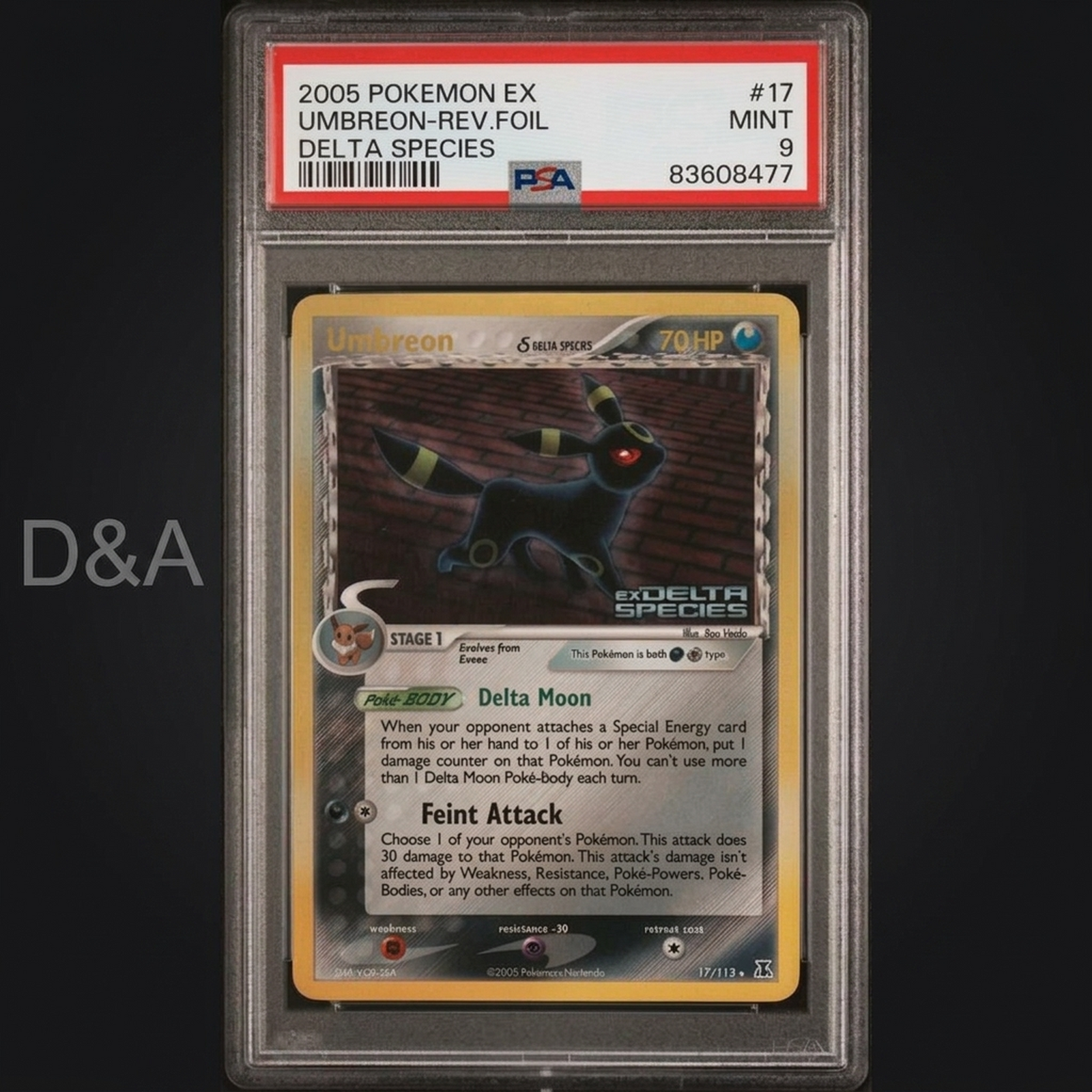 2005 Pokemon EX Delta Species Umbreon Reverse Foil #17 | PSA 9