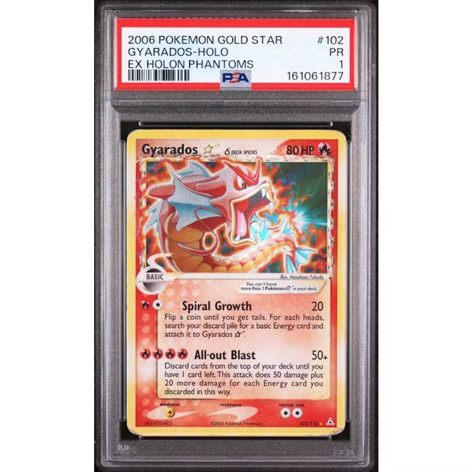2006 Pokemon EX Holon Phantoms Gyarados Gold Star | PSA 1 #102