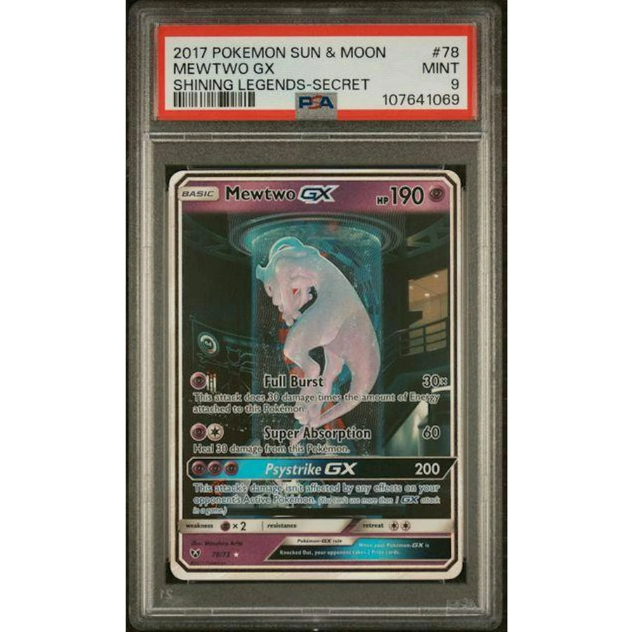 Mewtwo GX Shining Legends Secret #78 2017 Pokemon Card | PSA 9