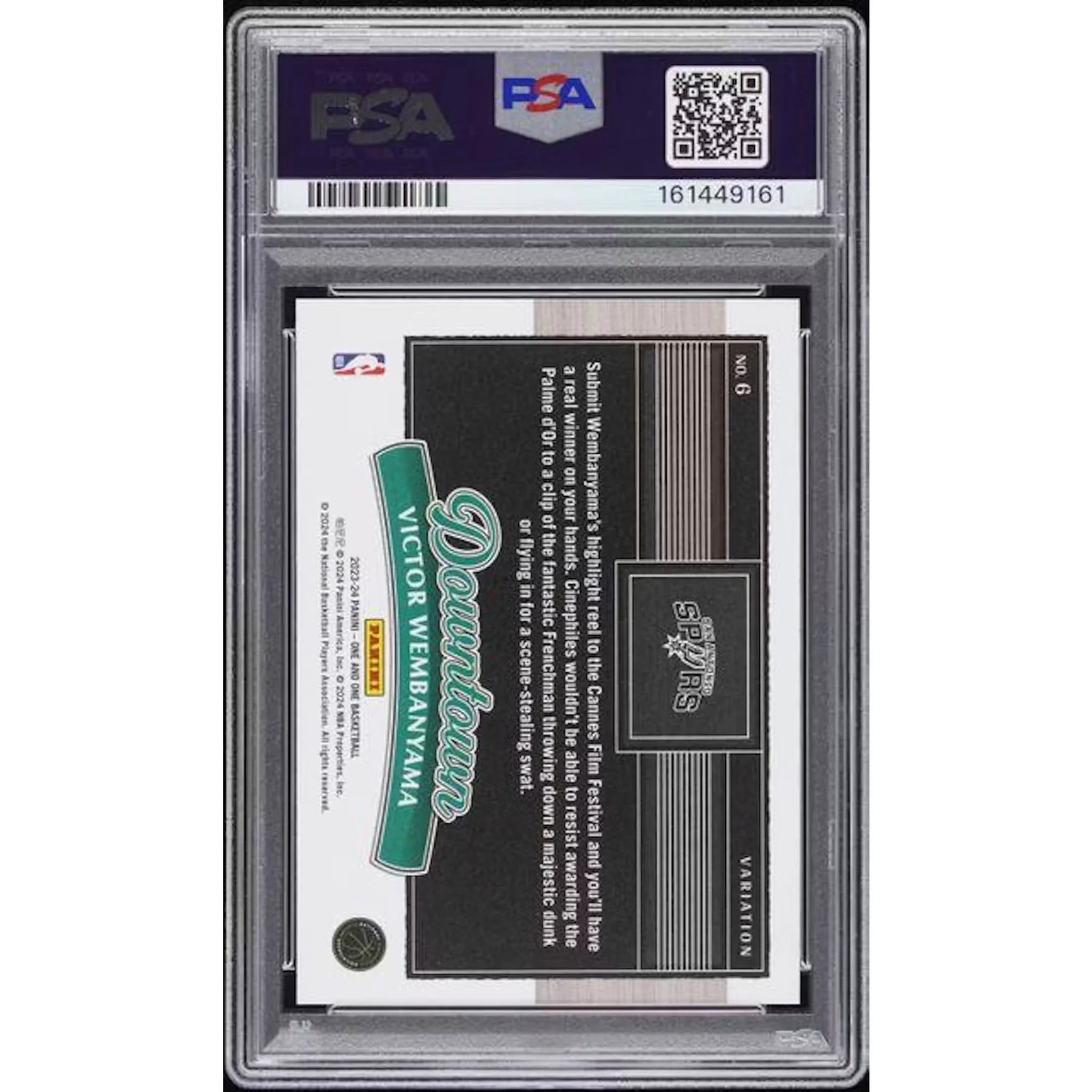 Victor Wembanyama 2023 Panini One and One Downtown Variation Rookie #6 | PSA 9