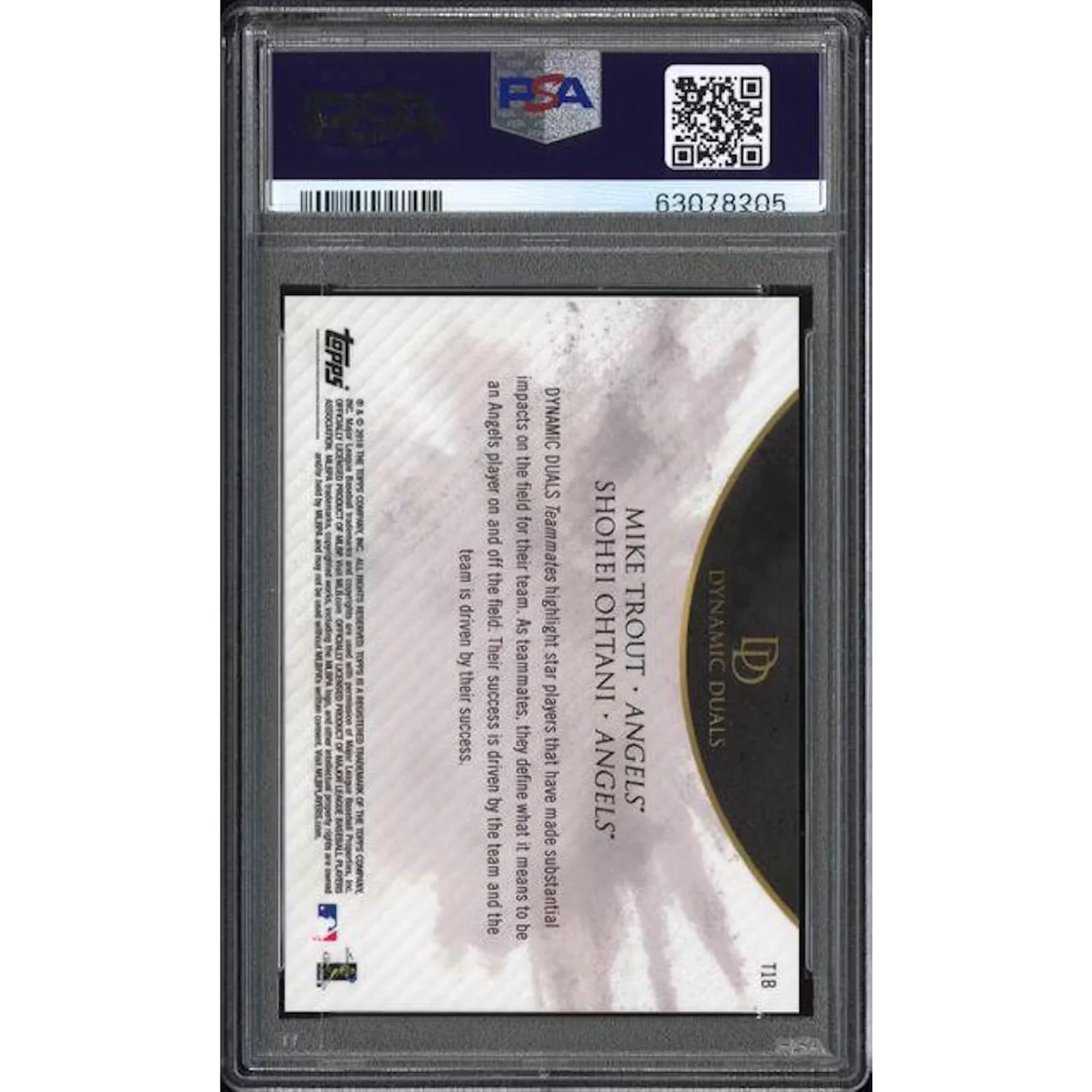 Mike Trout & Shohei Ohtani 2018 Topps Dynamic Duals Rookie Card | PSA 9