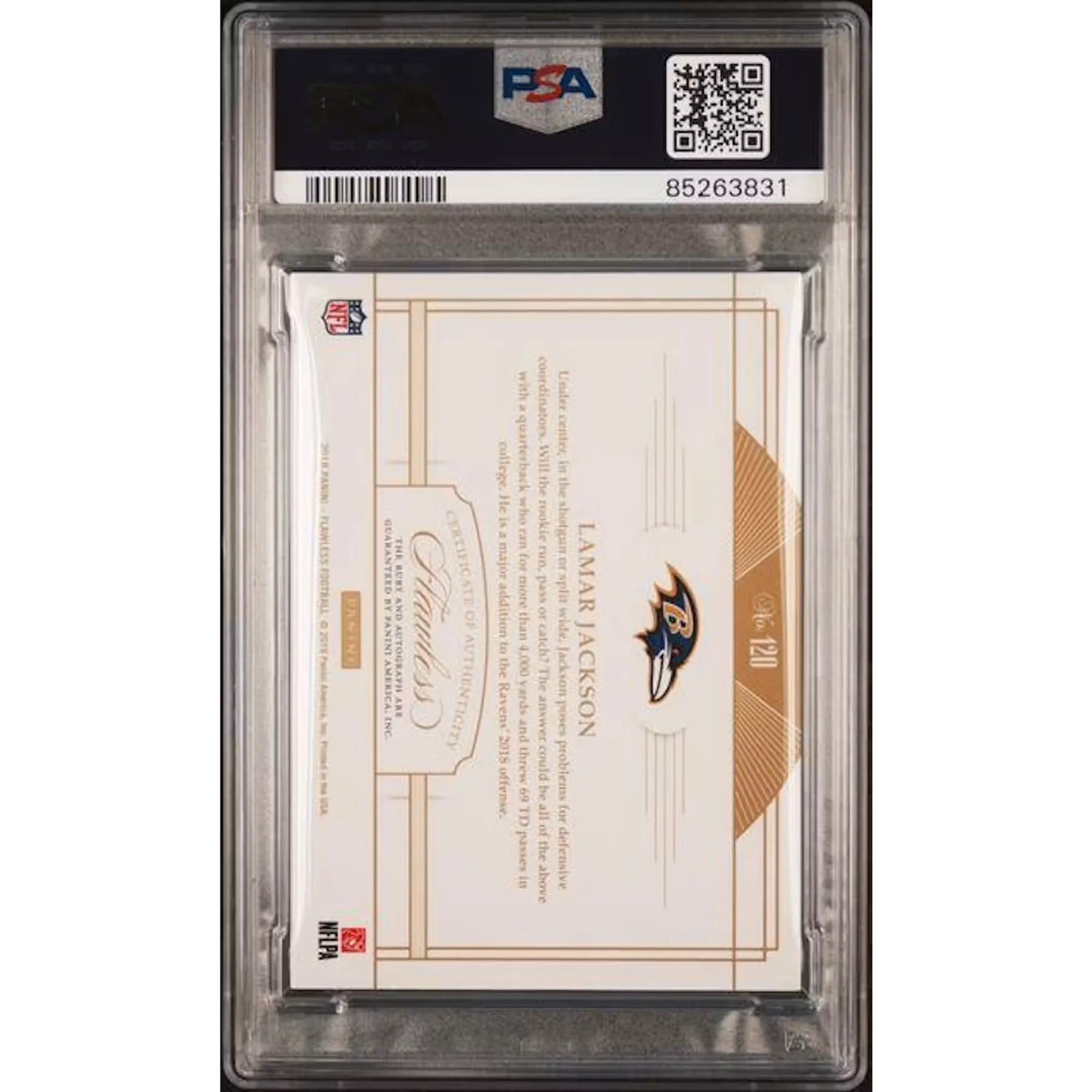 Lamar Jackson 2018 Panini Flawless Rookie Gem Auto #120 | PSA 9