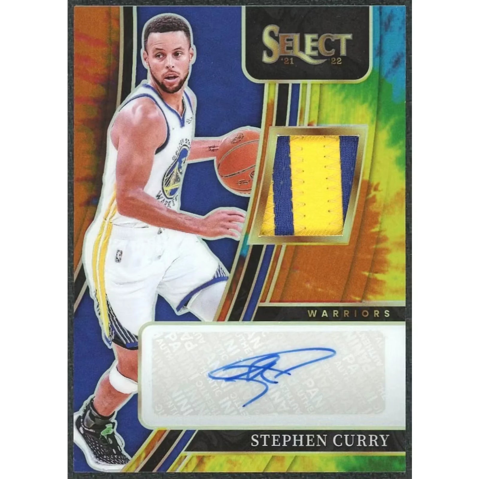 Stephen Curry Signed 2021 Panini Select Tie Dye Patch Auto |/25
