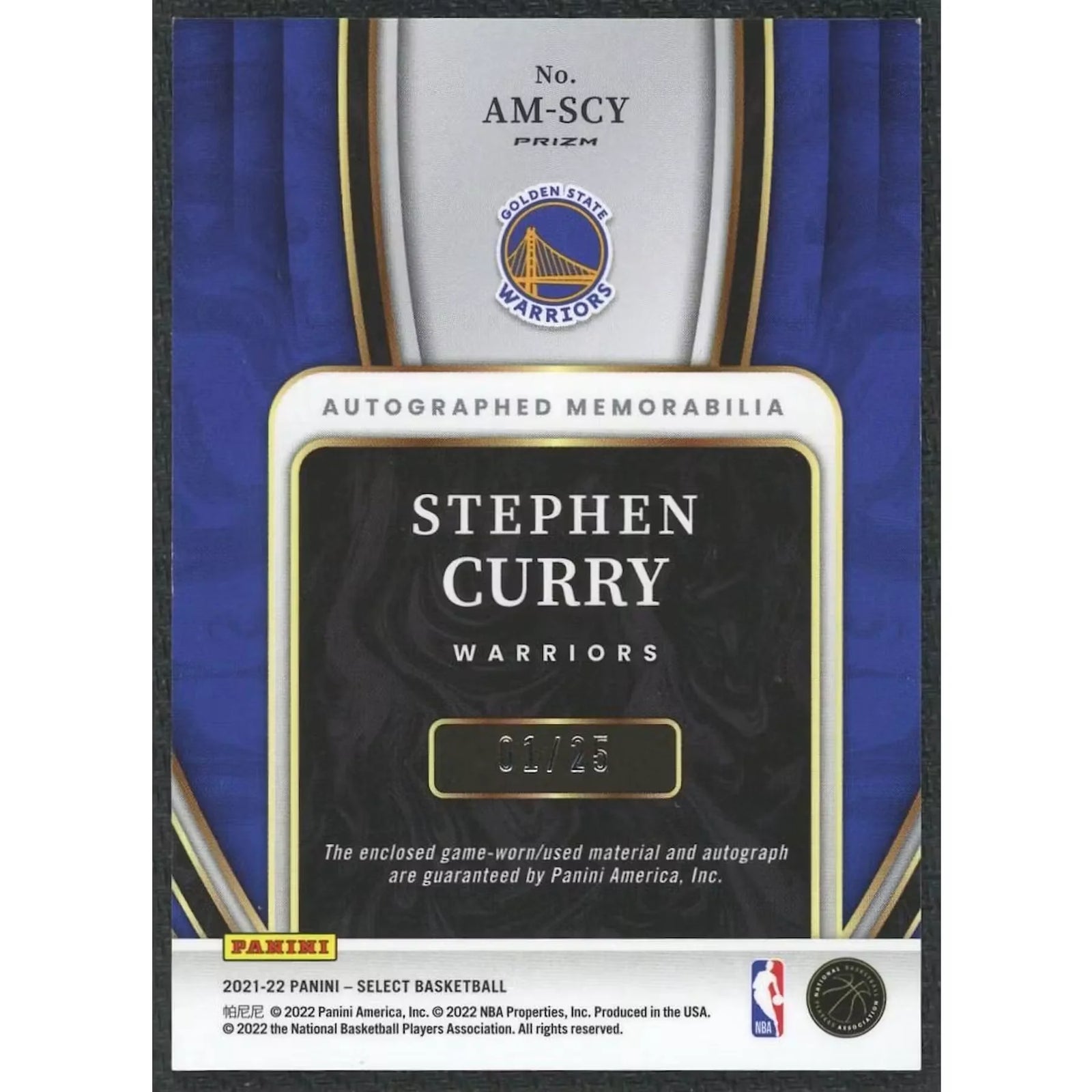 Stephen Curry Signed 2021 Panini Select Tie Dye Patch Auto |/25