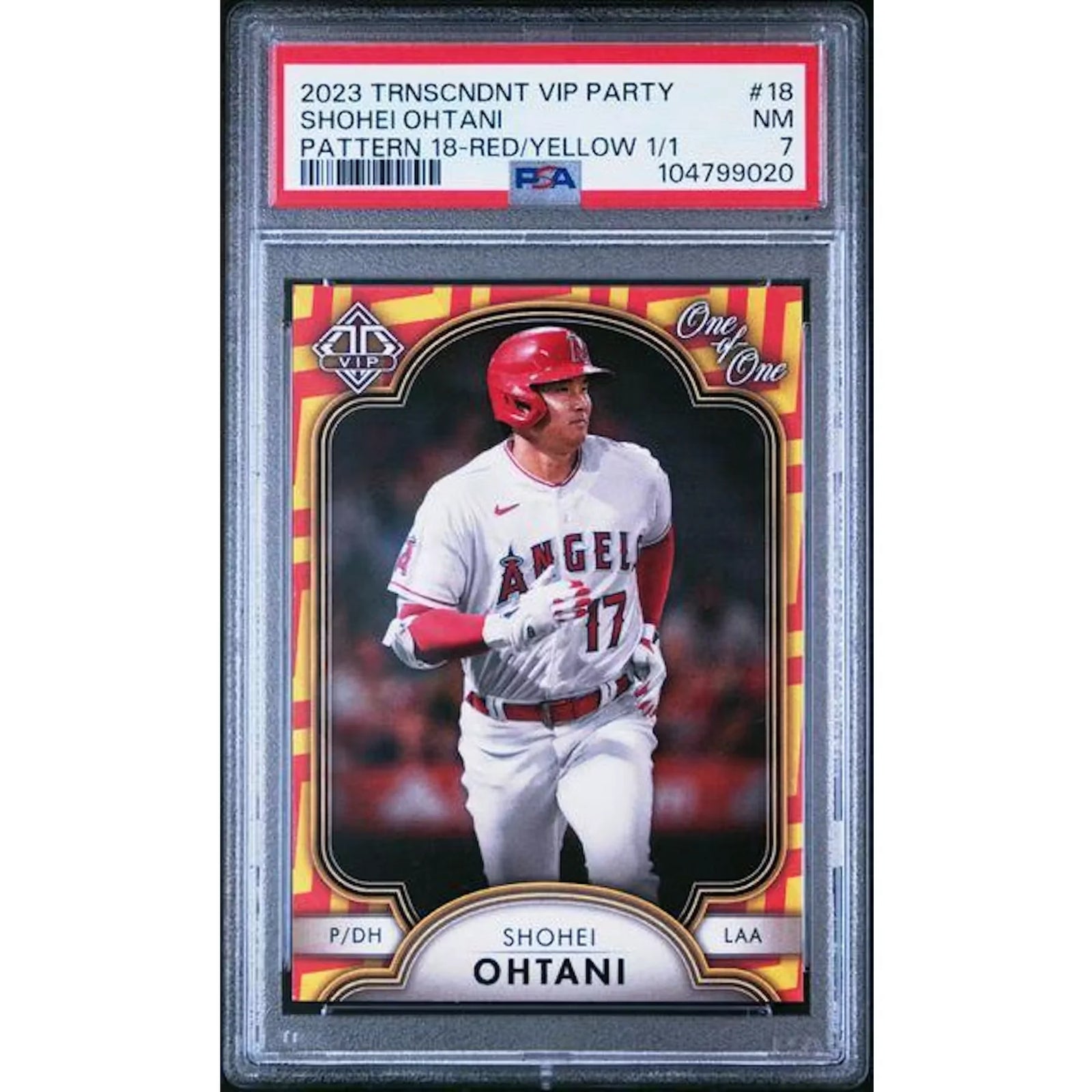 Shohei Ohtani 2023 Topps Transcendent 1/1 Red Yellow Pattern #18 | PSA 7