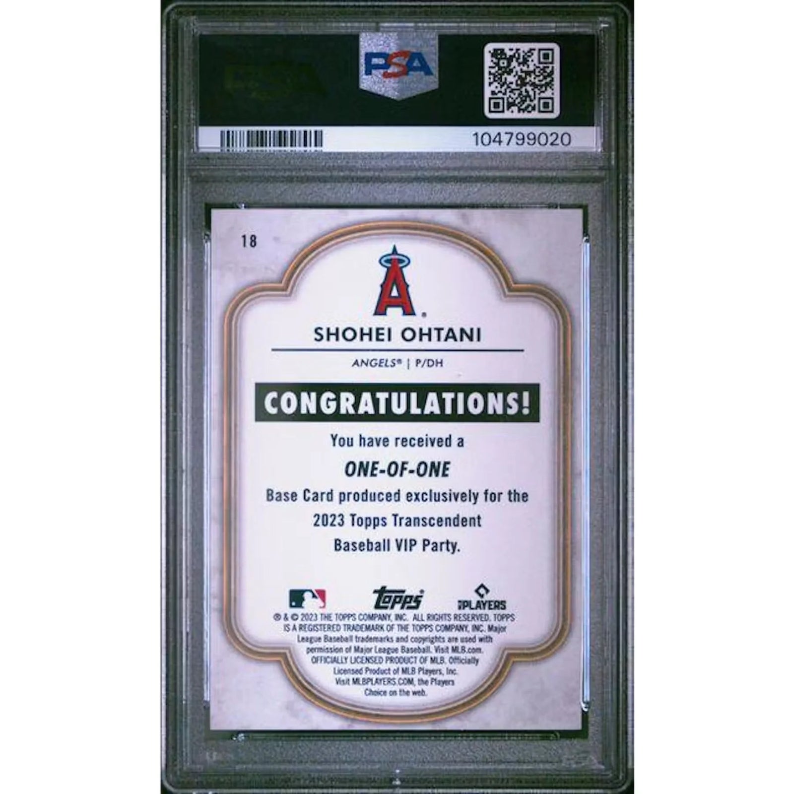 Shohei Ohtani 2023 Topps Transcendent 1/1 Red Yellow Pattern #18 | PSA 7