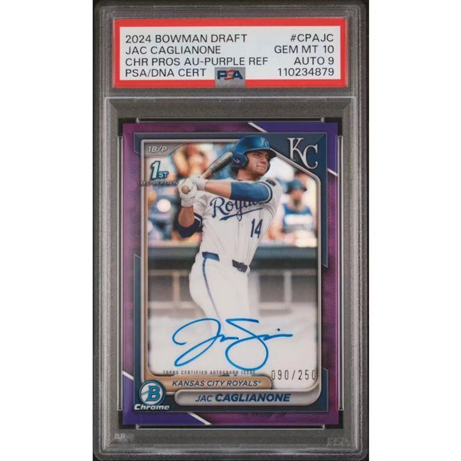 Jac Caglianone Signed 2024 Bowman Draft Card | PSA 10 Purple Refractor