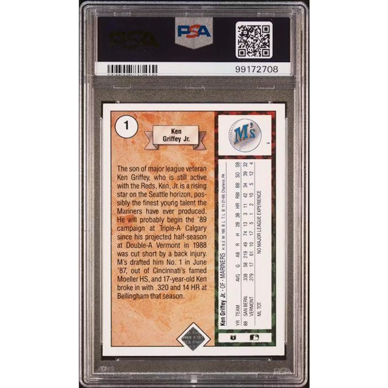 Ken Griffey Jr 1989 2009 UD Buyback #1 Card | PSA 8