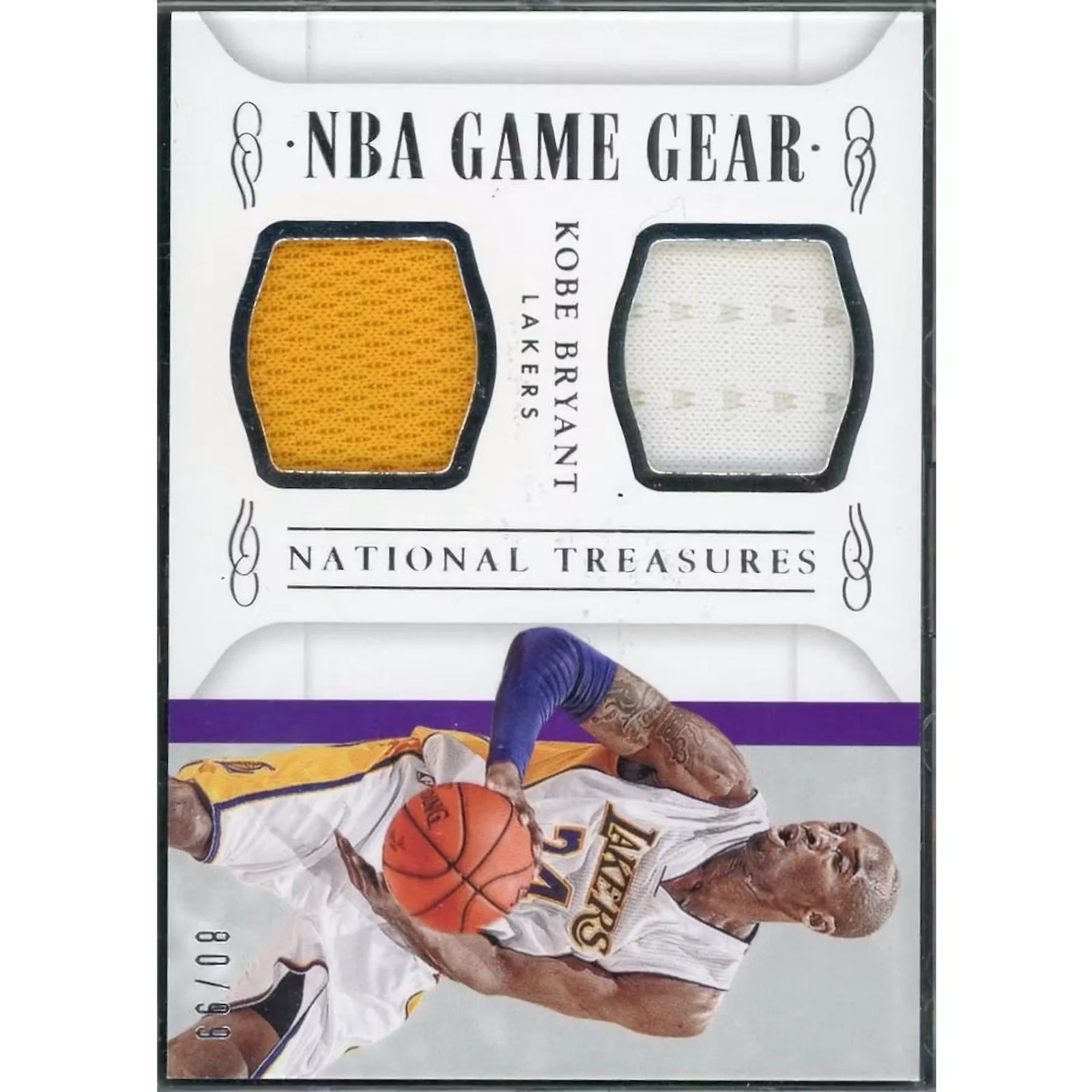 Kobe Bryant 2014 Panini National Treasures Game Gear Card | Dual Patch/99