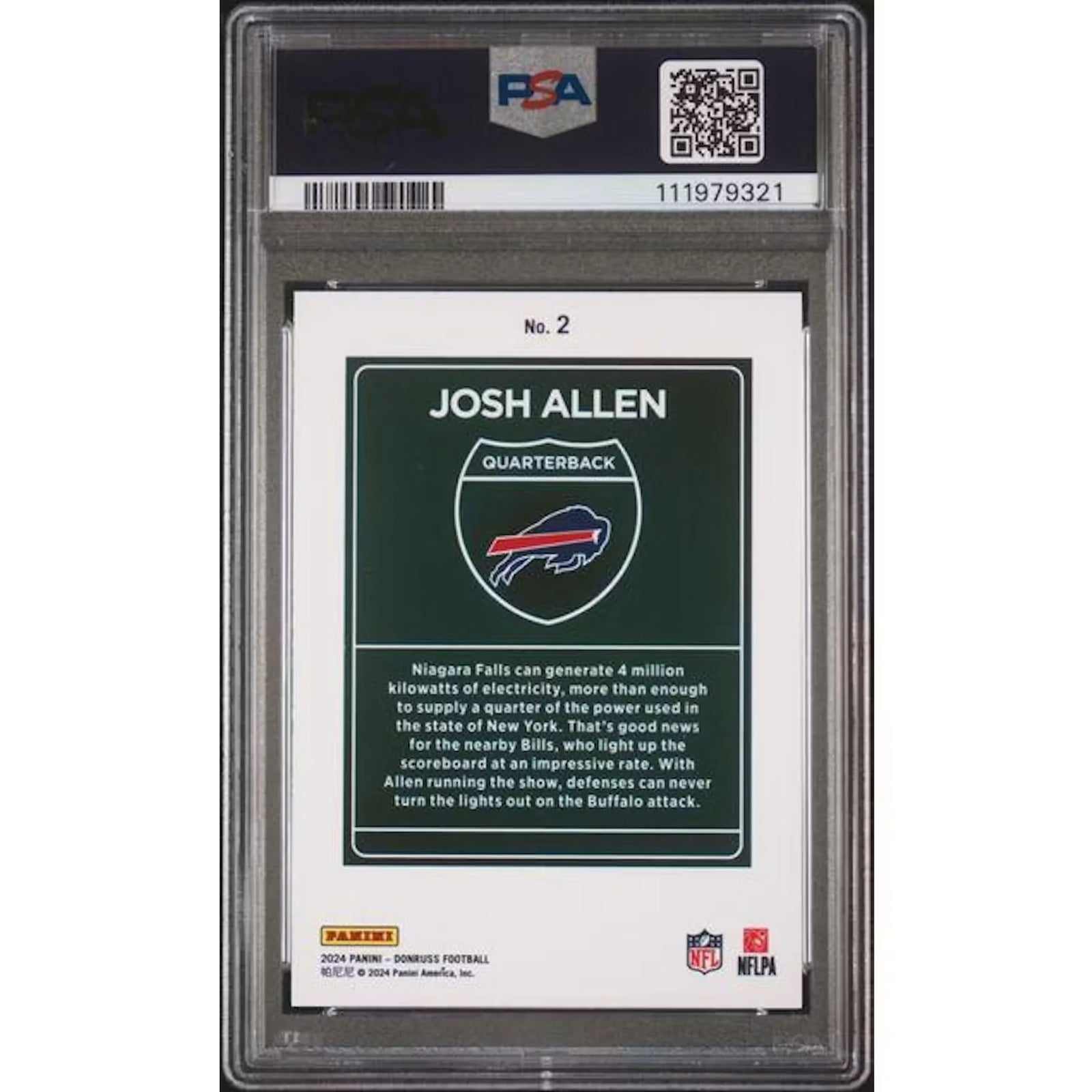 Josh Allen 2024 Panini Donruss Downtown #2 | PSA 9