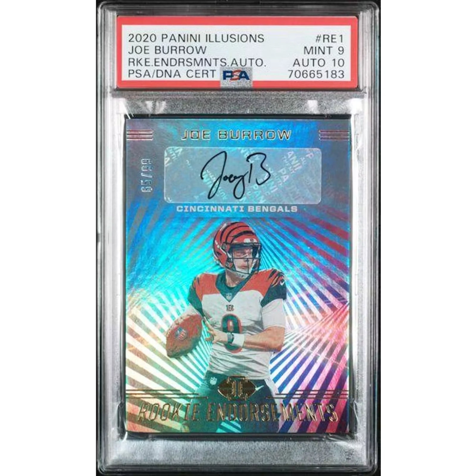 Joe Burrow 2020 Panini Illusions Rookie Endorsements Auto | PSA 9 Auto 10