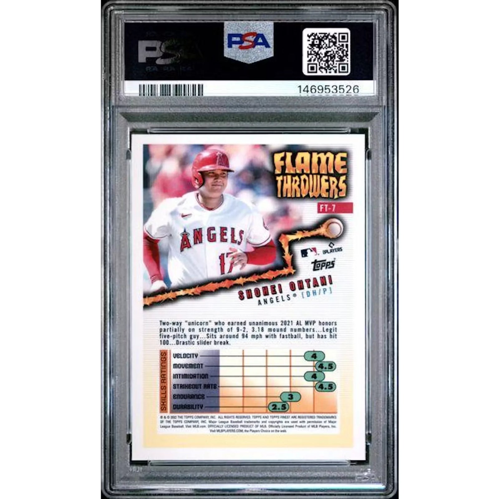 Shohei Ohtani 2022 Topps Finest Flashbacks Flame Throwers FT-7 | PSA 9