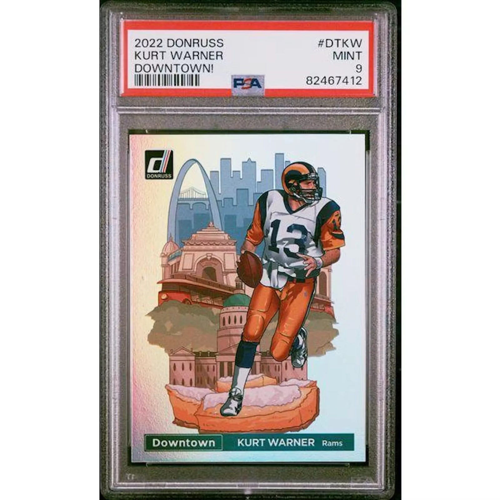 Kurt Warner Signed 2022 Panini Donruss Downtown Card | PSA 9