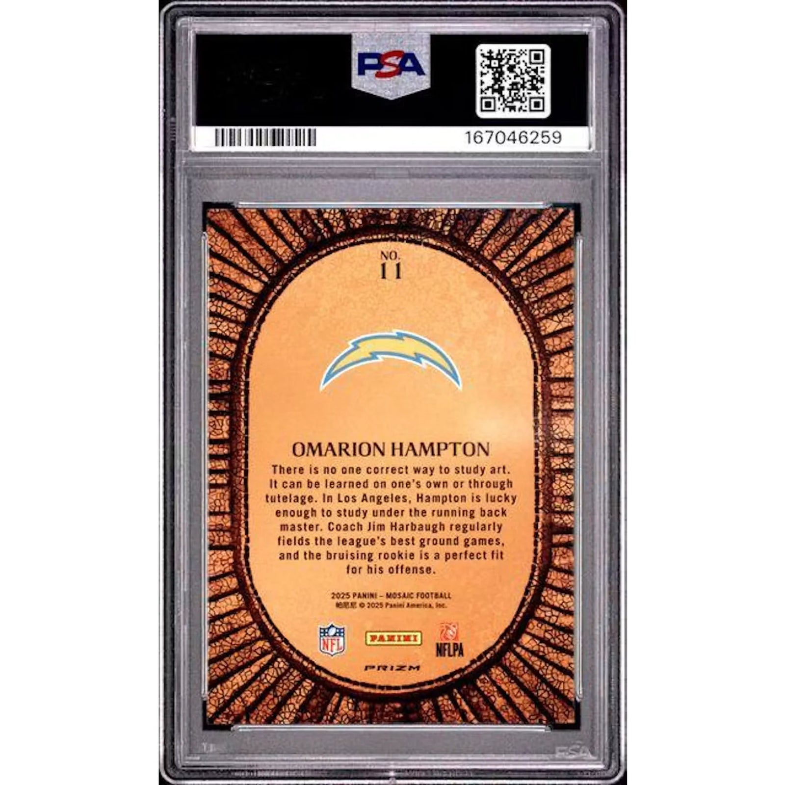 Omarion Hampton 2025 Panini Prizm Micro Mosaic Rookie #11 | PSA 10