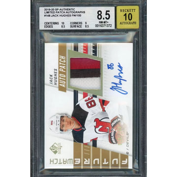 Jack Hughes Signed 2019-20 Upper Deck SP Authentic Card | BGS 8.5