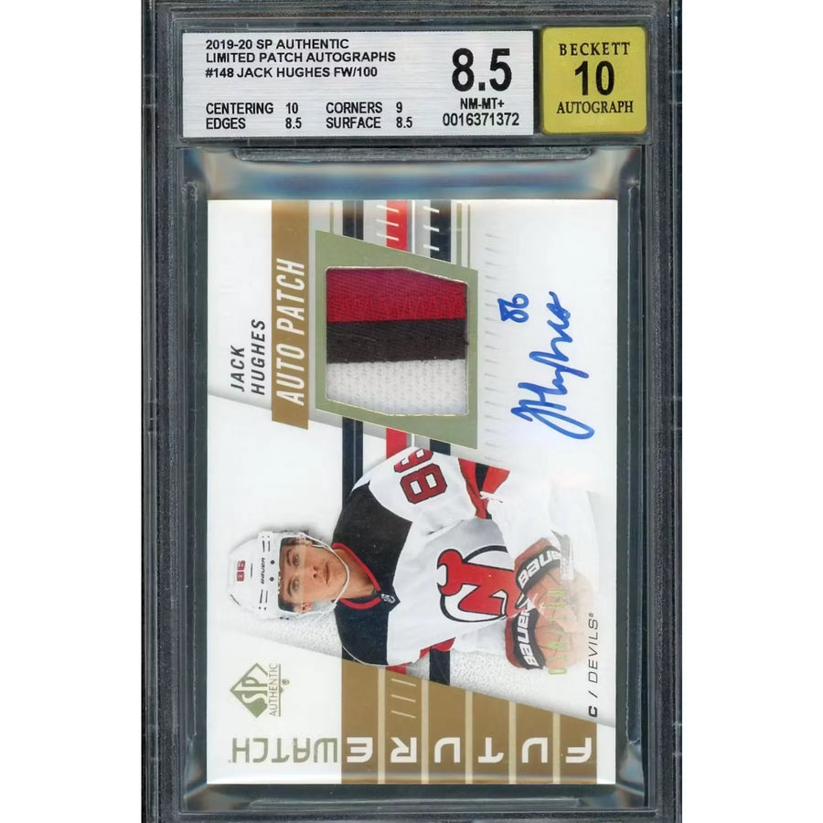 Jack Hughes Signed 2019-20 Upper Deck SP Authentic Card | BGS 8.5