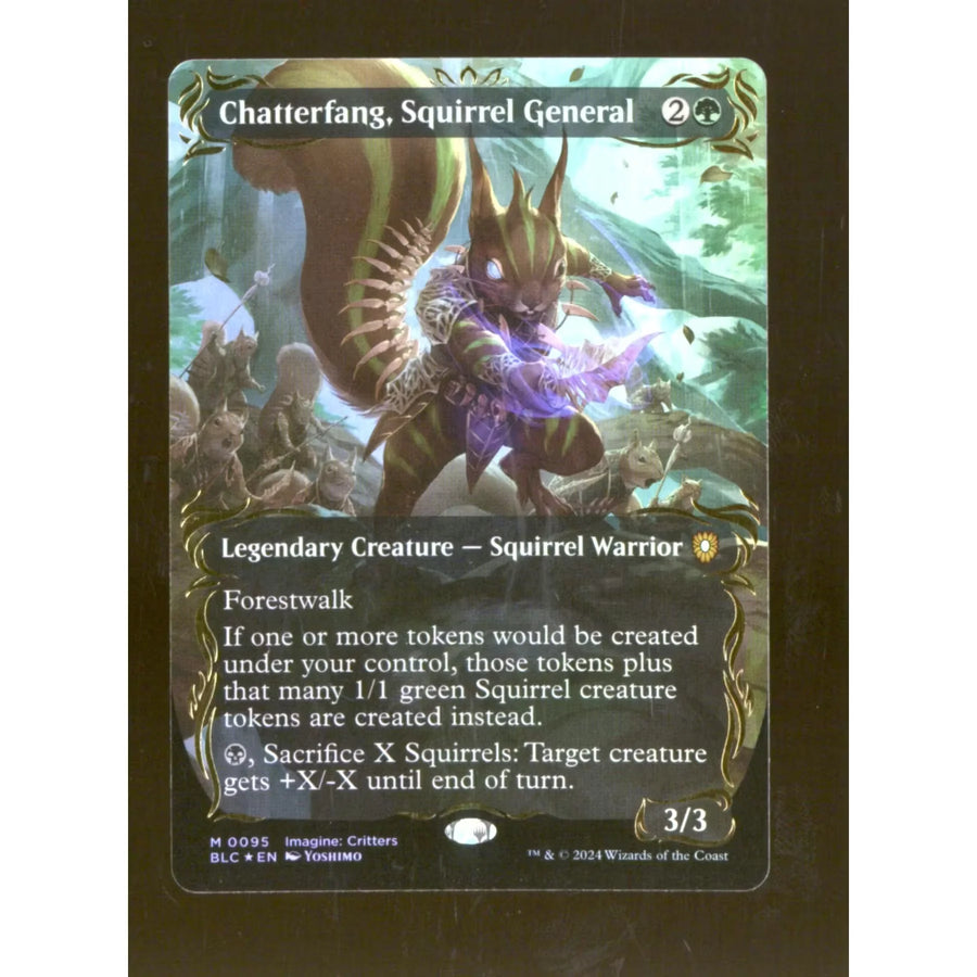 Magic the Gathering Chatterfang Squirrel General | Bloomburrow Commander Borderless Raised | Near Mint