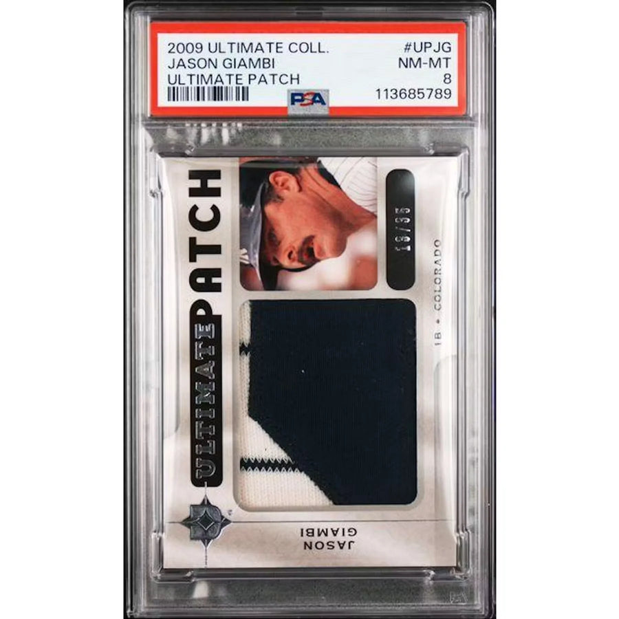 Jason Giambi Signed 2009 Upper Deck Ultimate Patch Card | PSA 8