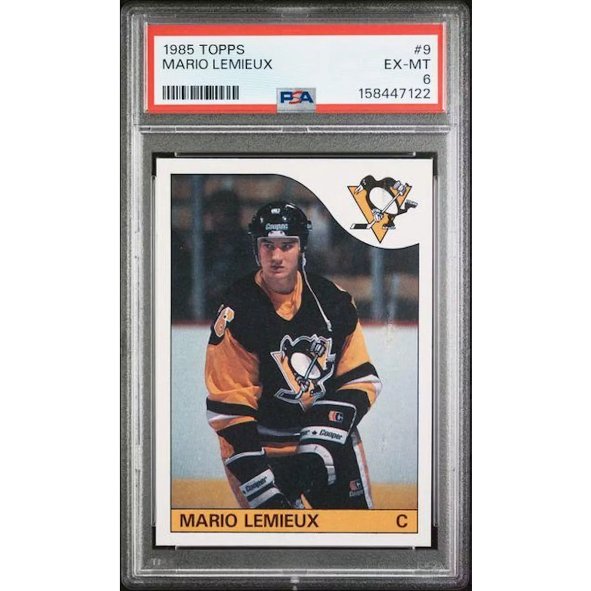 Mario Lemieux 1986 Topps Rookie Card #9 | PSA 6