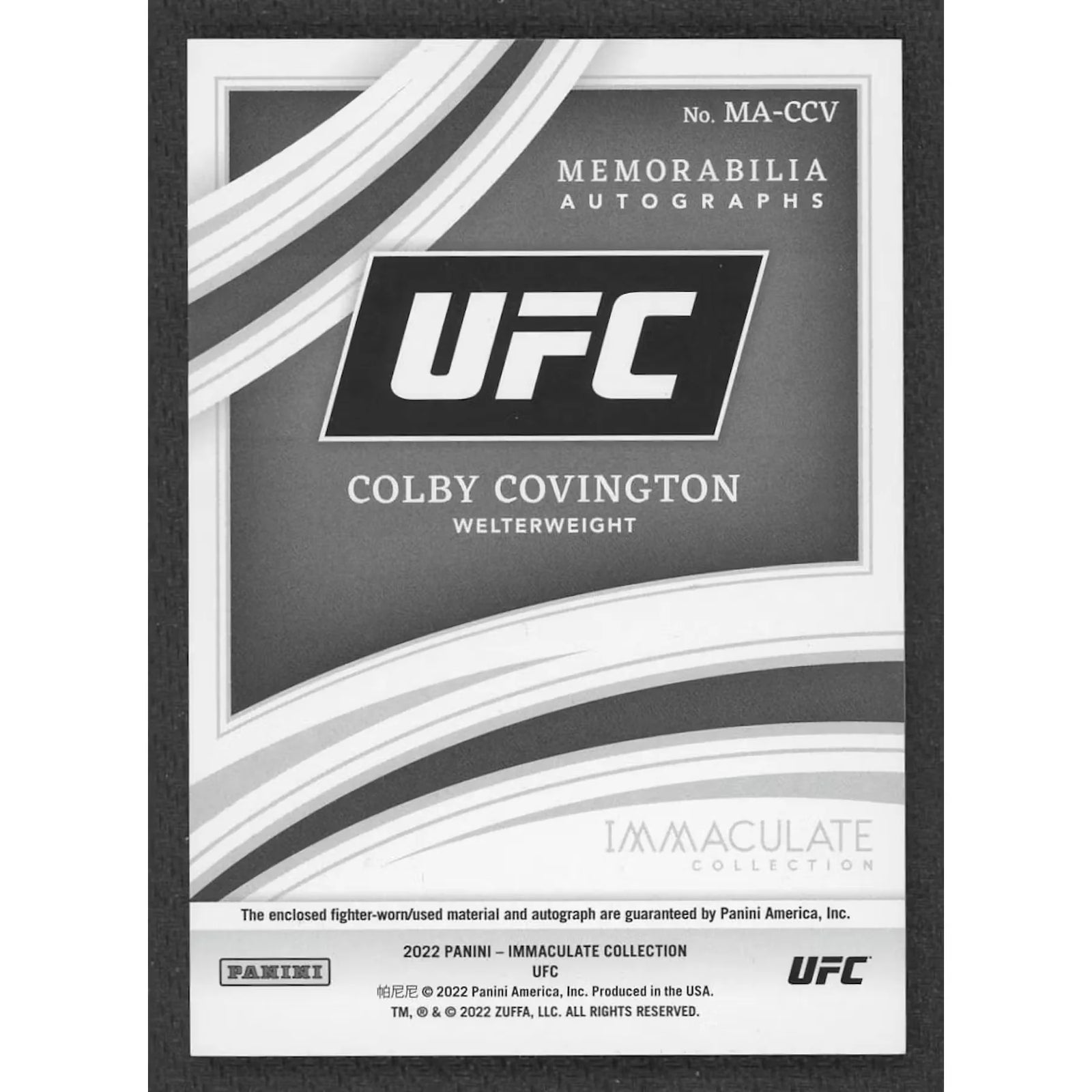 Colby Covington Signed 2022 Panini Immaculate UFC Card | Patch Auto Green/5