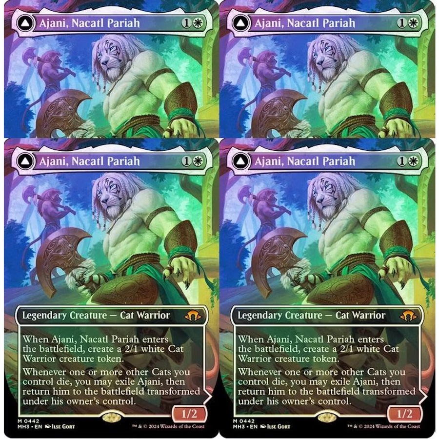 Magic the Gathering Ajani Nacatl Borderless Foil Playset | Modern Horizons 3 | Near Mint