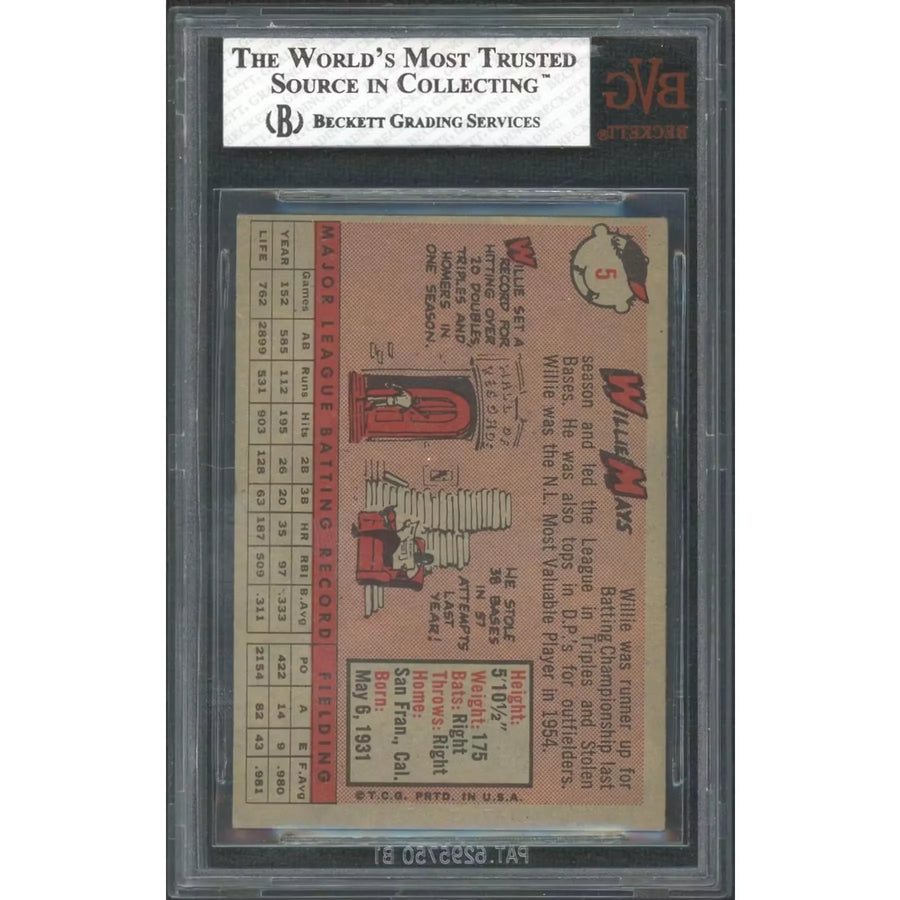 Willie Mays 1958 Topps #5 Card | BVG 5.5
