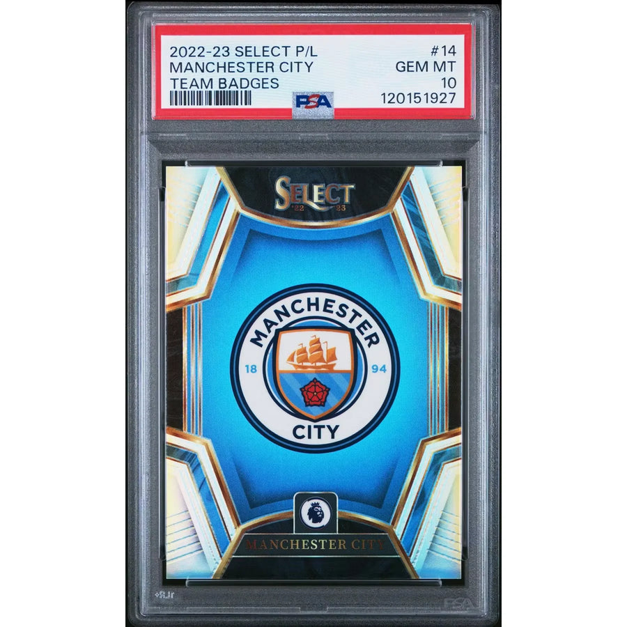 2022-23 Select Premier League Manchester City Team Badges #14 | PSA 10