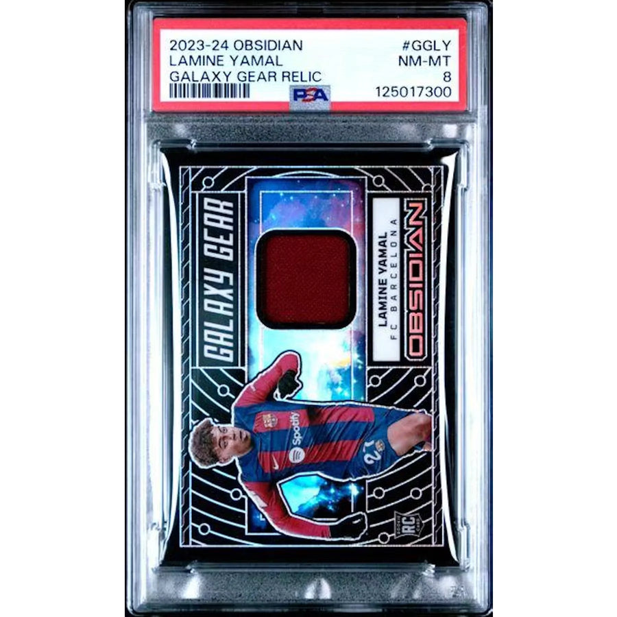 Lamine Yamal 2023 Panini Obsidian Galaxy Gear Rookie Patch | PSA 8