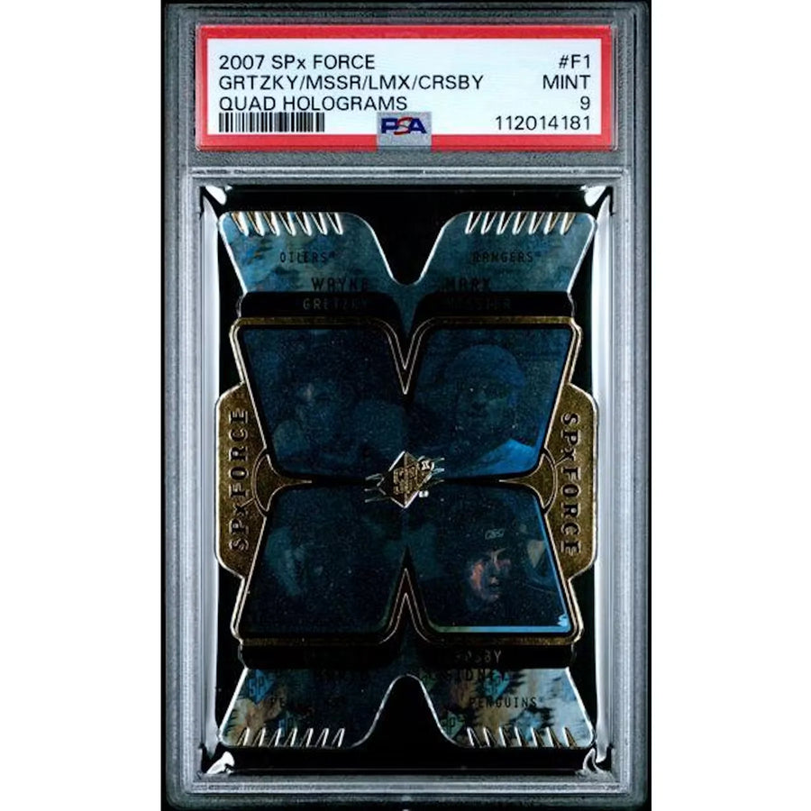 2007-08 SPx Force Gretzky Messier Lemieux Crosby Quad Holograms #F1 | PSA 9
