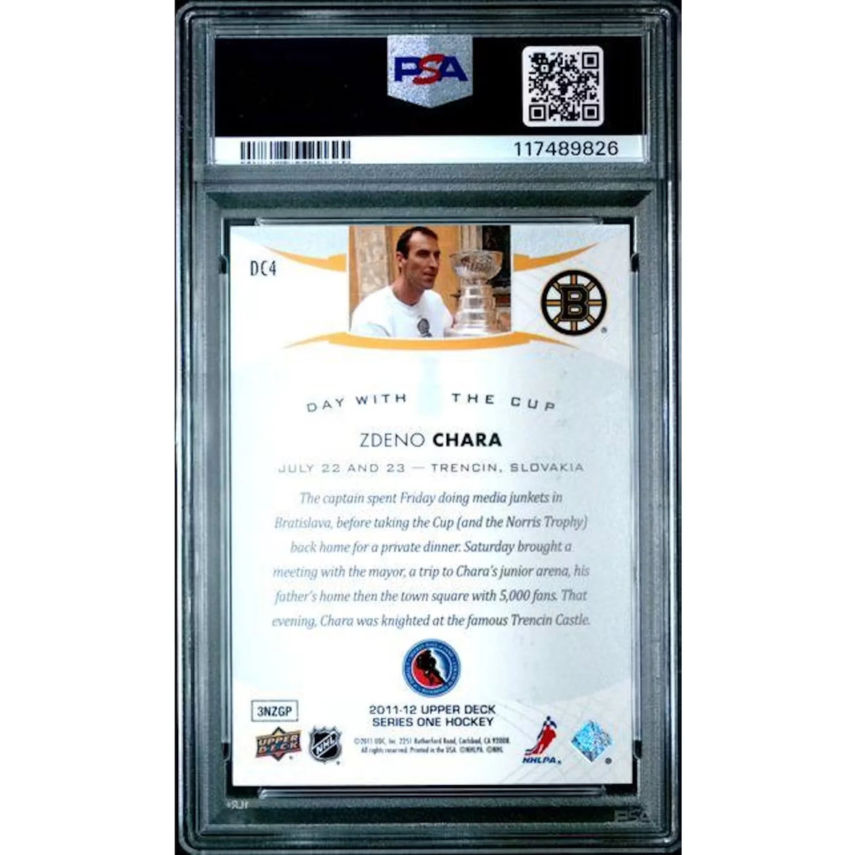 Zdeno Chara 2011-12 Upper Deck Day with the Cup Card | PSA 9