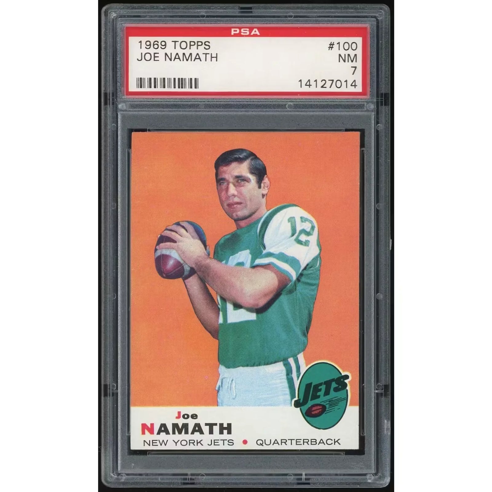 Joe Namath 1969 Topps #100 Card | PSA 7