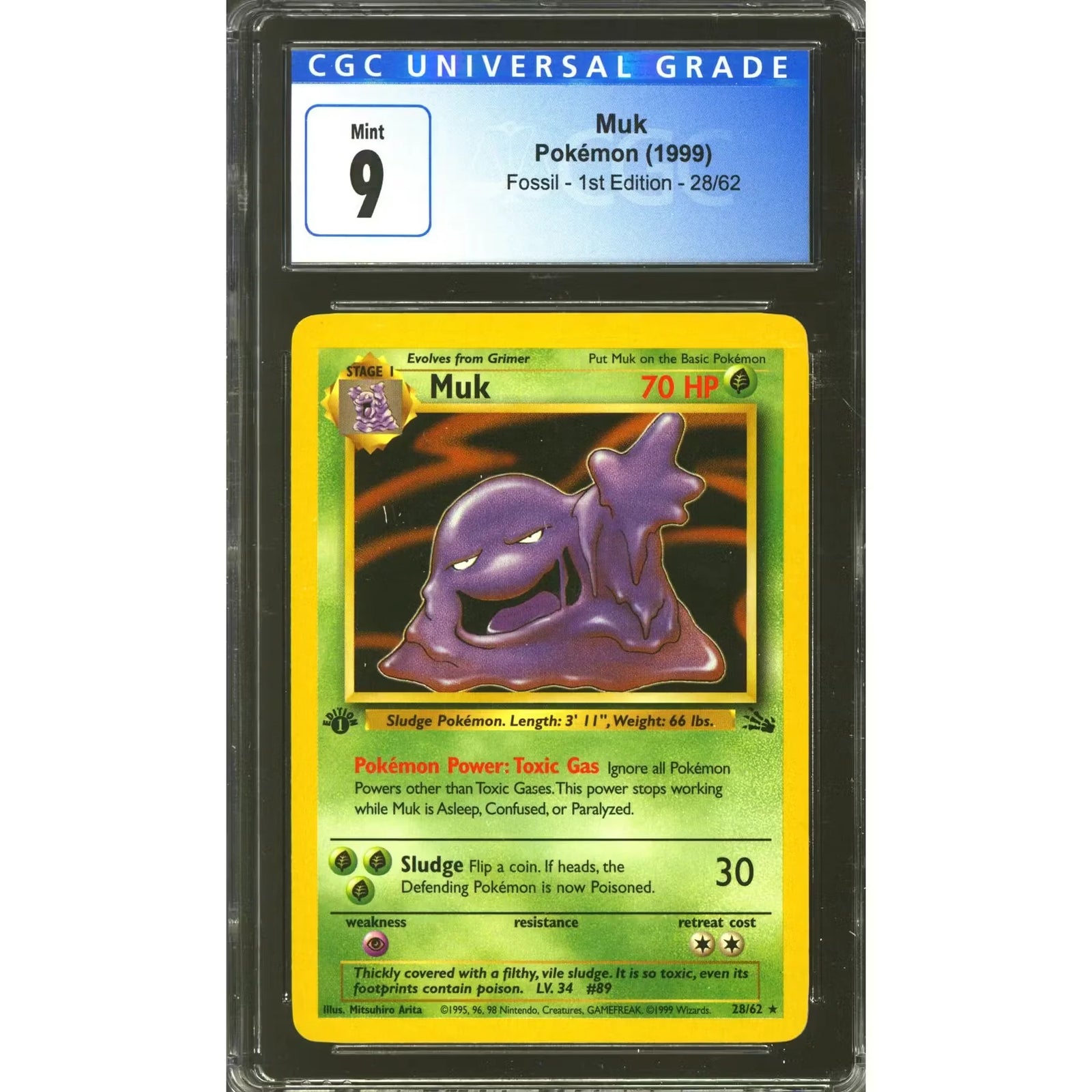 Pokemon Fossil 1st Edition Muk 28/62 | CGC 9