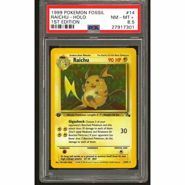 Pokemon Fossil 1st Edition Raichu 14/62 | PSA 8.5