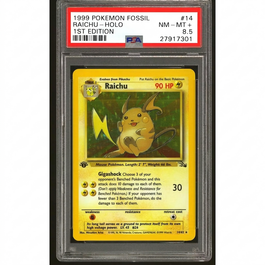 Pokemon Fossil 1st Edition Raichu 14/62 | PSA 8.5