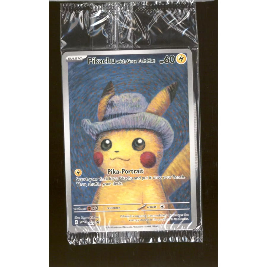 Pokemon Van Gogh Museum Promo SVP 085 Pikachu Grey Felt Hat | Sealed
