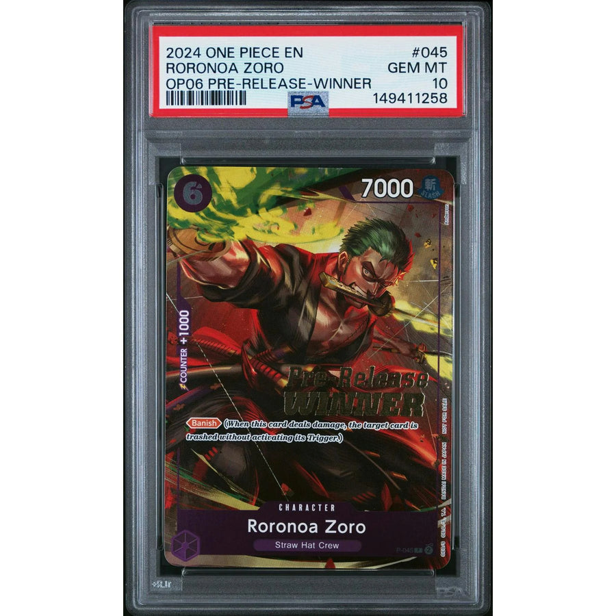 2024 Roronoa Zoro OP06 Pre-Release Winner #045 | PSA 10