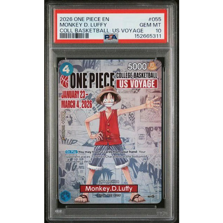 2026 One Piece EN Monkey D. Luffy College Basketball US Voyage P-055 | PSA 10