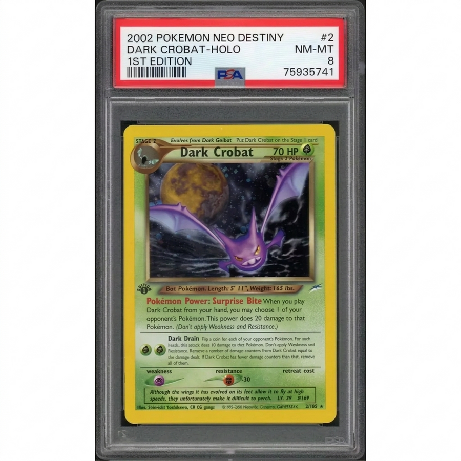 2002 Pokemon Neo Destiny Dark Crobat Holo 1st Edition #2 | PSA 8