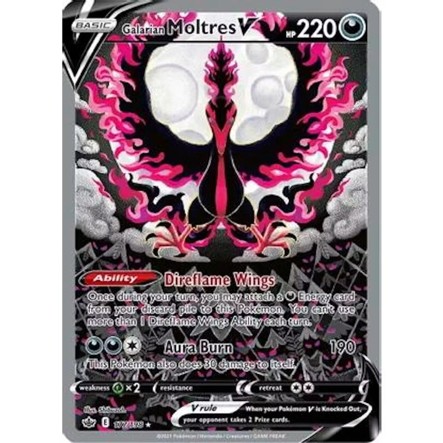 Pokemon Chilling Reign Galarian Moltres V 177/198 Alternate Art | Near Mint