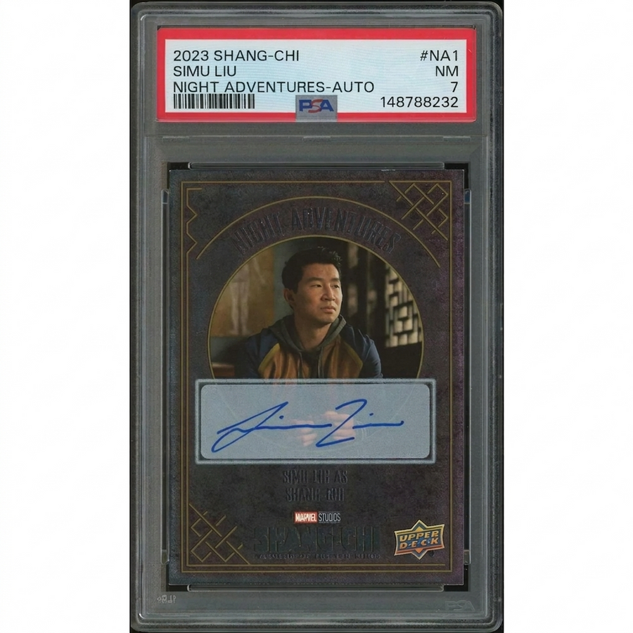 Simu Liu Signed 2023 Shang-Chi & the Legend of the Ten Rings Card | PSA 7 Gold Auto